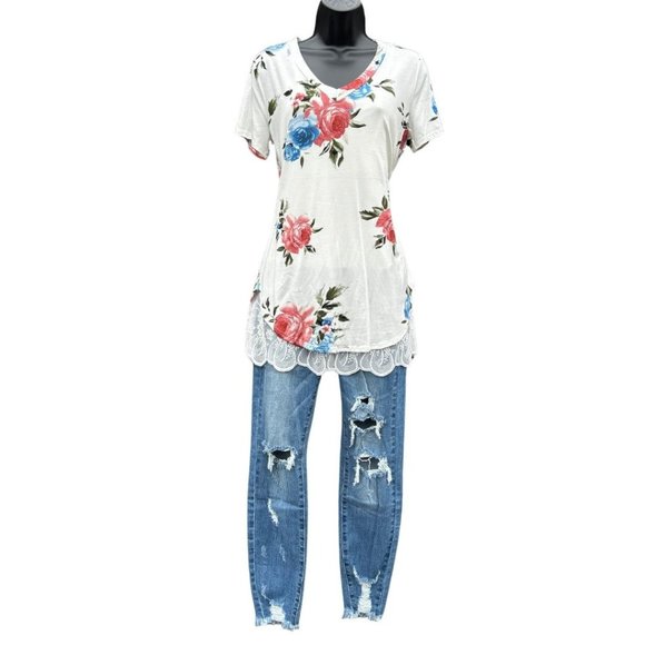 Off White Lace Tank Top Extender with Built in Shelf Bra TANK-EXT-WHITE - Picture 11 of 12